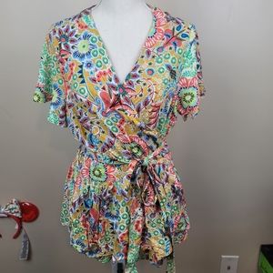 NWT Crown & Ivy Floral Wrap Top Size 0X